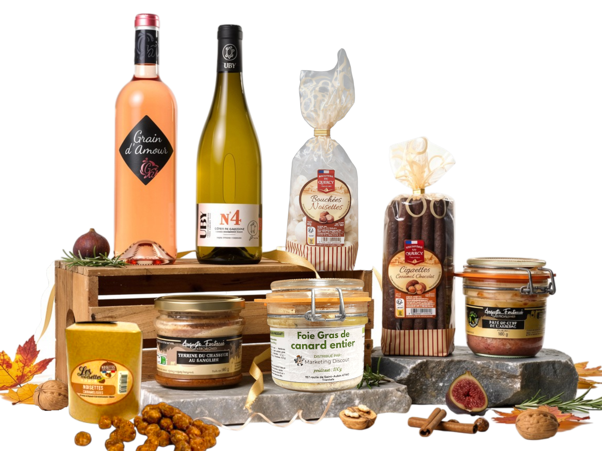 Découvrez notre merveilleux panier gourmand Coffret L’Accord Parfait avec les bonnes spécialités Françaises : Foie gras, vins (Uby, Grain d'amour), sucré, salé... U parfait Cadeau d'affaires. Fait partie de notre gamme de paniers gourmands. panier gourmand réussi